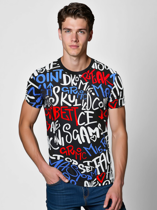 Мъжка тениска черна OZONEE O/T1271/3Z