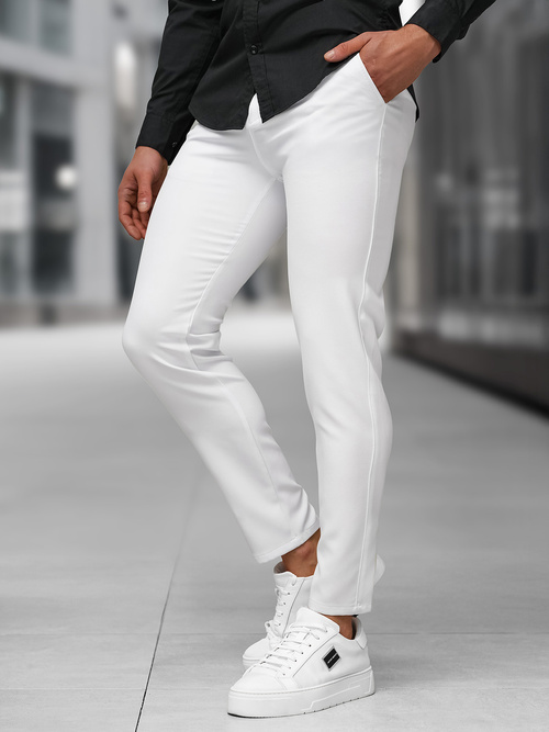 Мъжки панталони чино бяло OZONEE DJ/5526Z