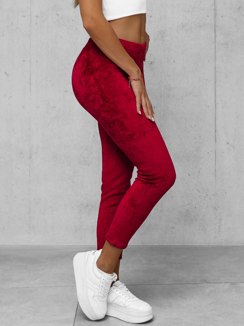 Дамско велурени спортни панталони бордо OZONEE JS/92K521/35