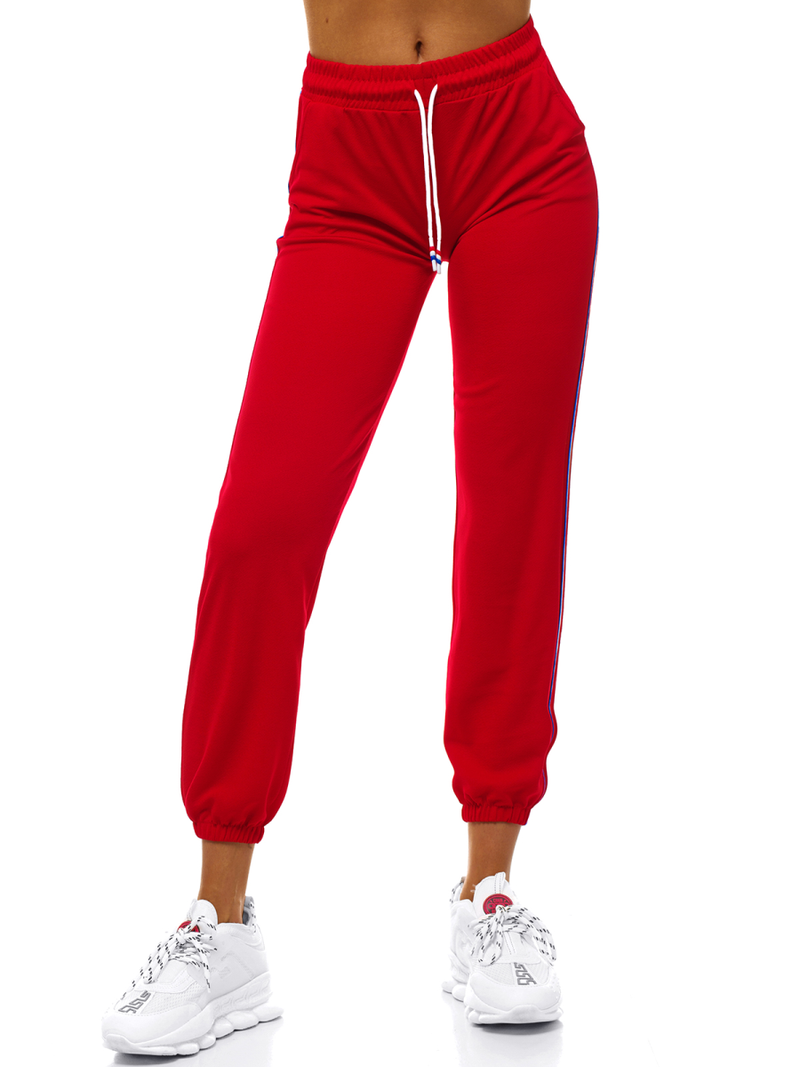 Дамски долнища на анцуг червени OZONEE JS/1020/C5