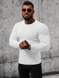Мъжки пуловер бял OZONEE NB/MM6021/1Z