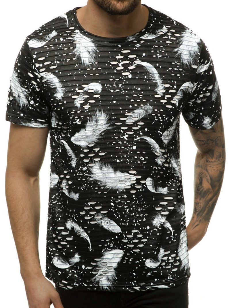 Мъжка тениска черен OZONEE JS/KS2111