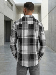 Мъжка риза черно-бяла OZONEE NB/MC728N/3Z