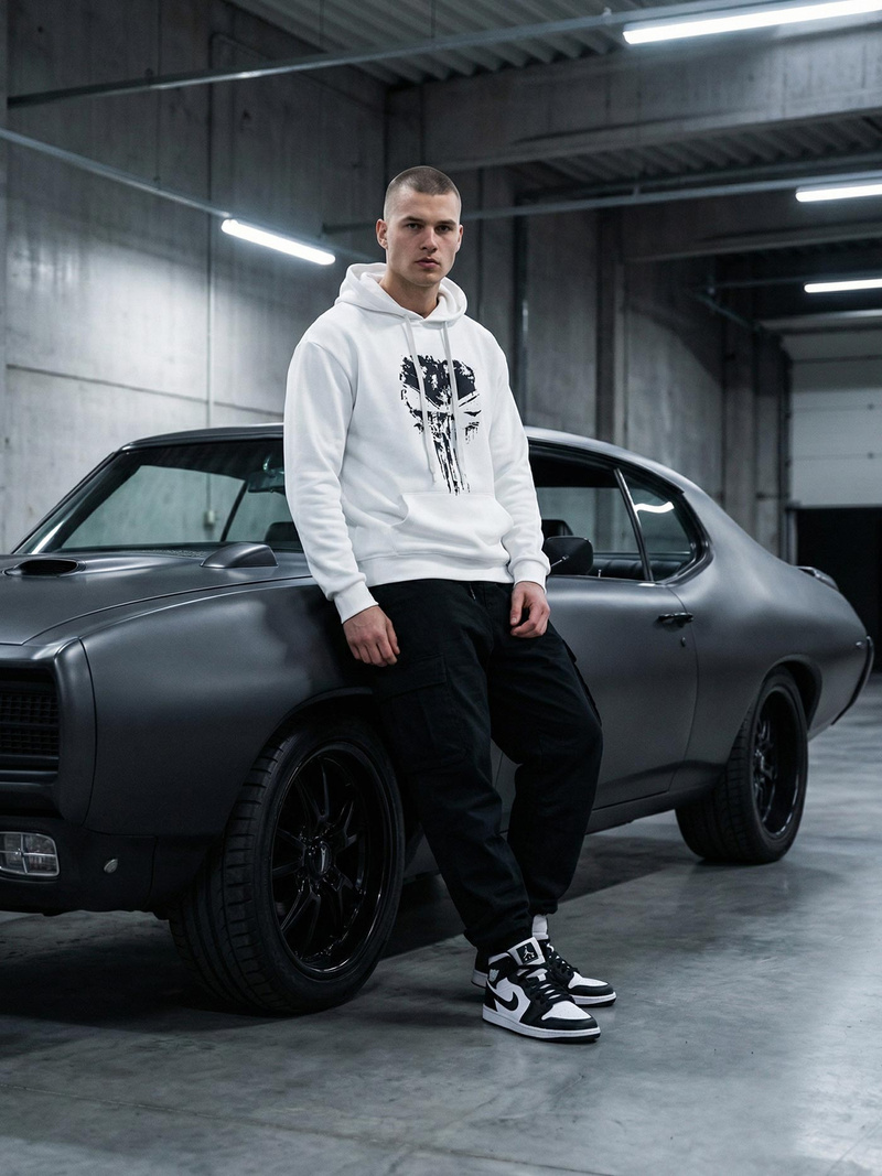 Мъжки суитшърт с качулка Бял OZONEE JS/65B3907/1Z