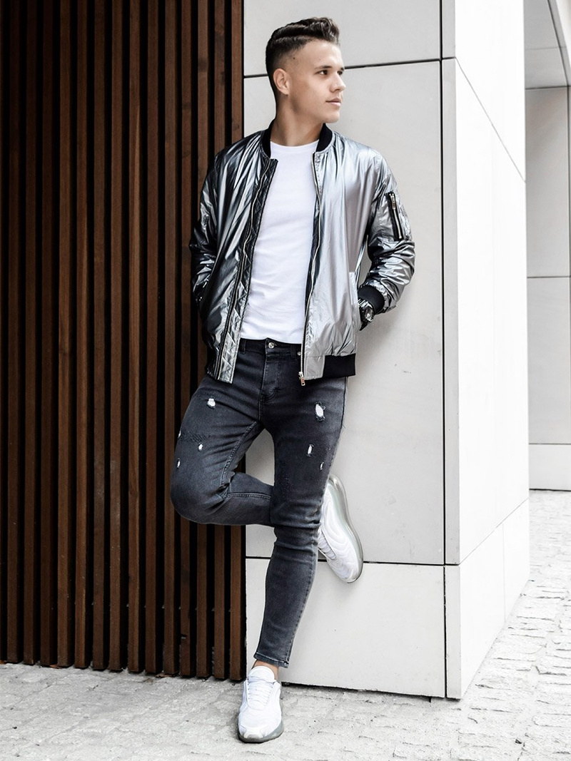 Мъжко яке сребърен OZONEE N/6147