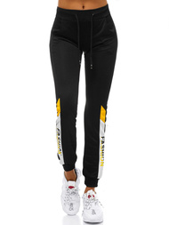 Дамски долнища на анцуг ччерно-жълто OZONEE O/82286