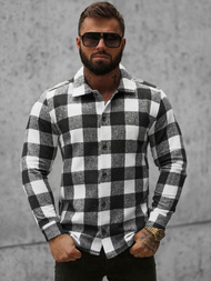 Мъжка риза черно-бяла OZONEE O/L0149