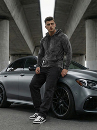 Мъжки велурен суитшърт графитна OZONEE JS/8B1168/6Z