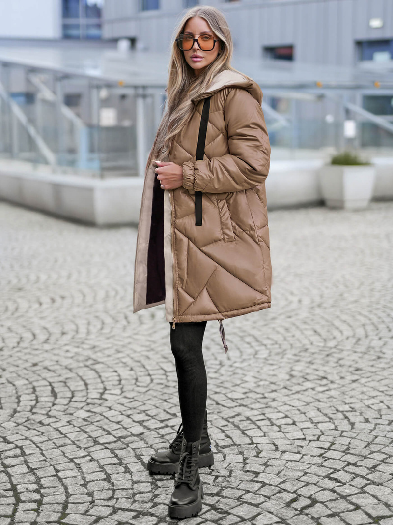 Дамско яке камел OZONEE JS/5M3189/84Z