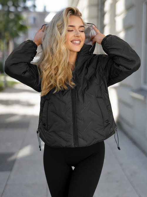 Дамско яке черно-бежова OZONEE JS/16M9315/392B