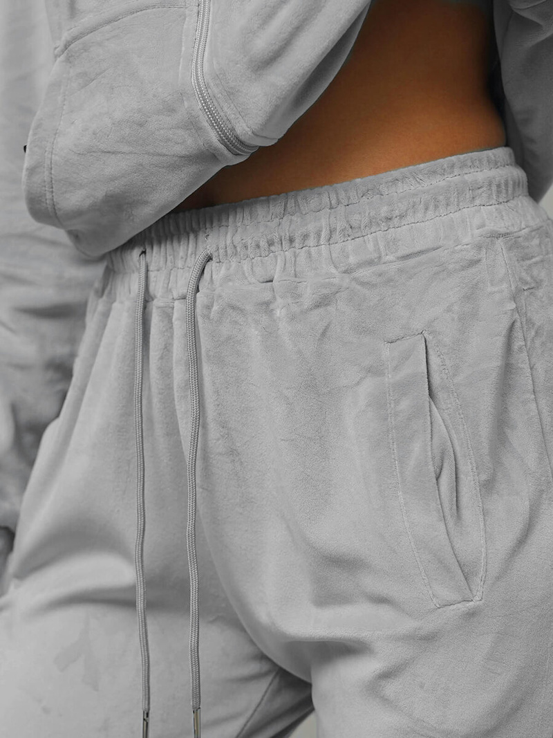 Дамска велурен спортен екип сив OZONEE JS/8C1176/2Z