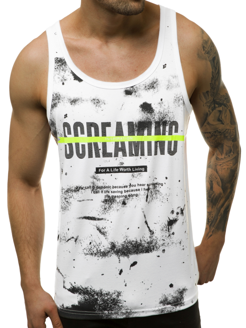 Мъжка тениска бяла OZONEE JS/SS11053