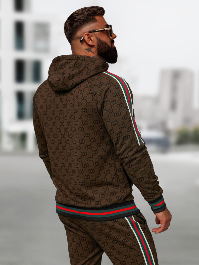 Мъжки спортен екип тъмно-бежово OZONEE O/FF5111AB