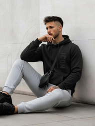 Мъжки суитшърт с качулка черен OZONEE JS/8B1973/3