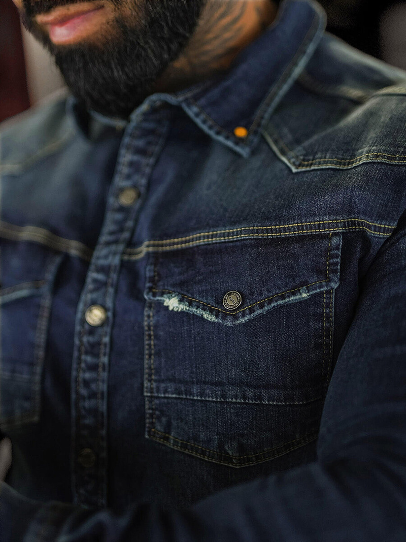 Мъжка риза тъмно-синя OZONEE O/51412