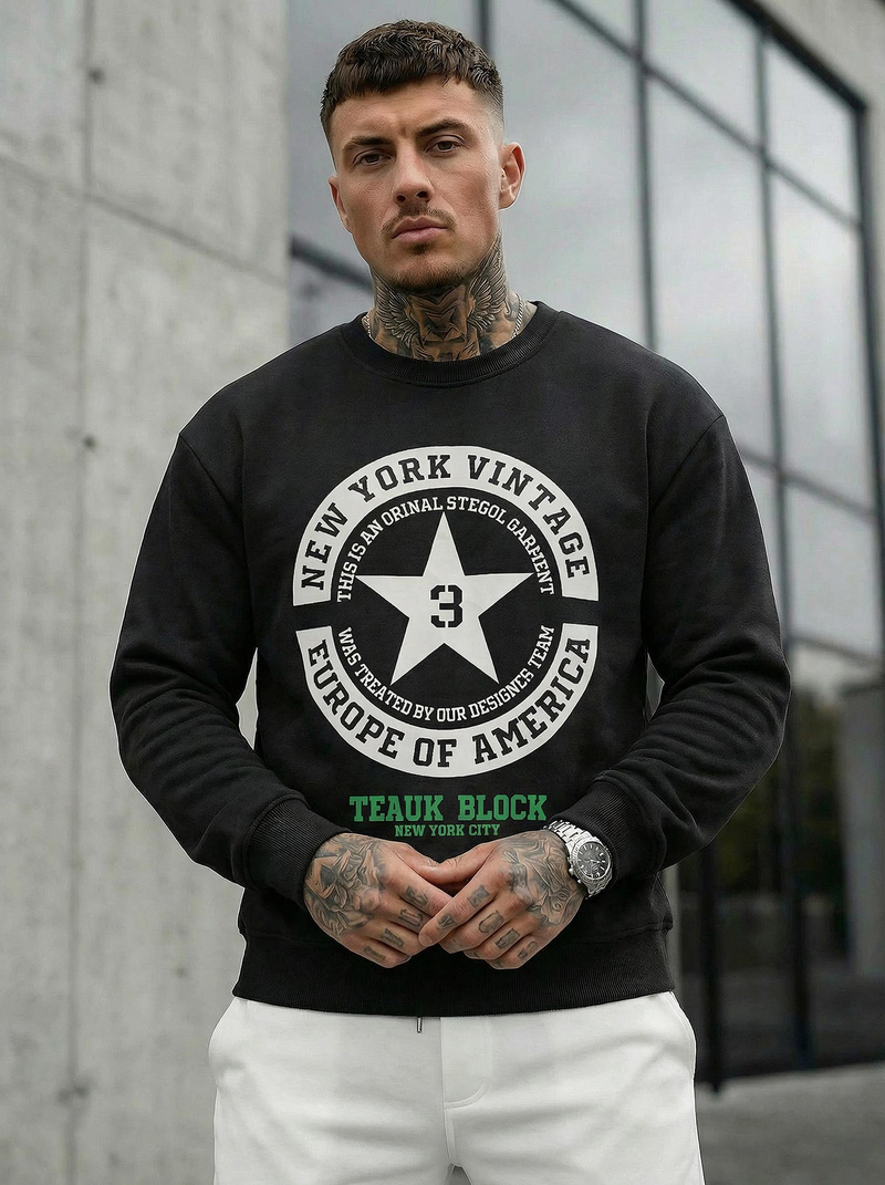 Мъжки суитшърт черен OZONEE JS/8B1768/3