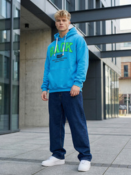 Мъжки суитшърт с качулка син OZONEE O/TT30513Z