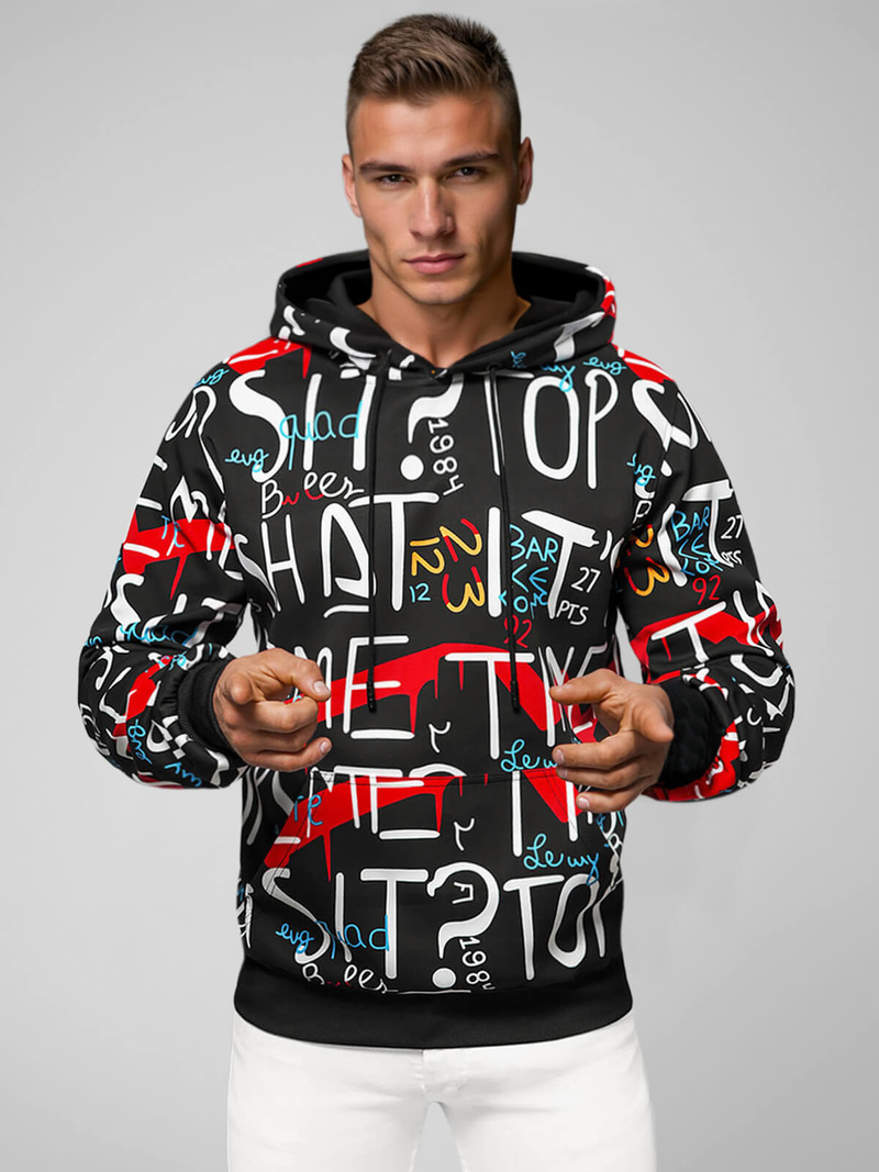 Мъжки Cуитшърт черен OZONEE JS/8B1233/3Z