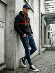 Мъжки суитшърт черно OZONEE JS/8B1735/3Z