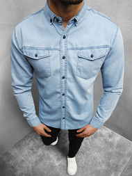 Mъжка дънкова риза светлосиня OZONEE O/K1263