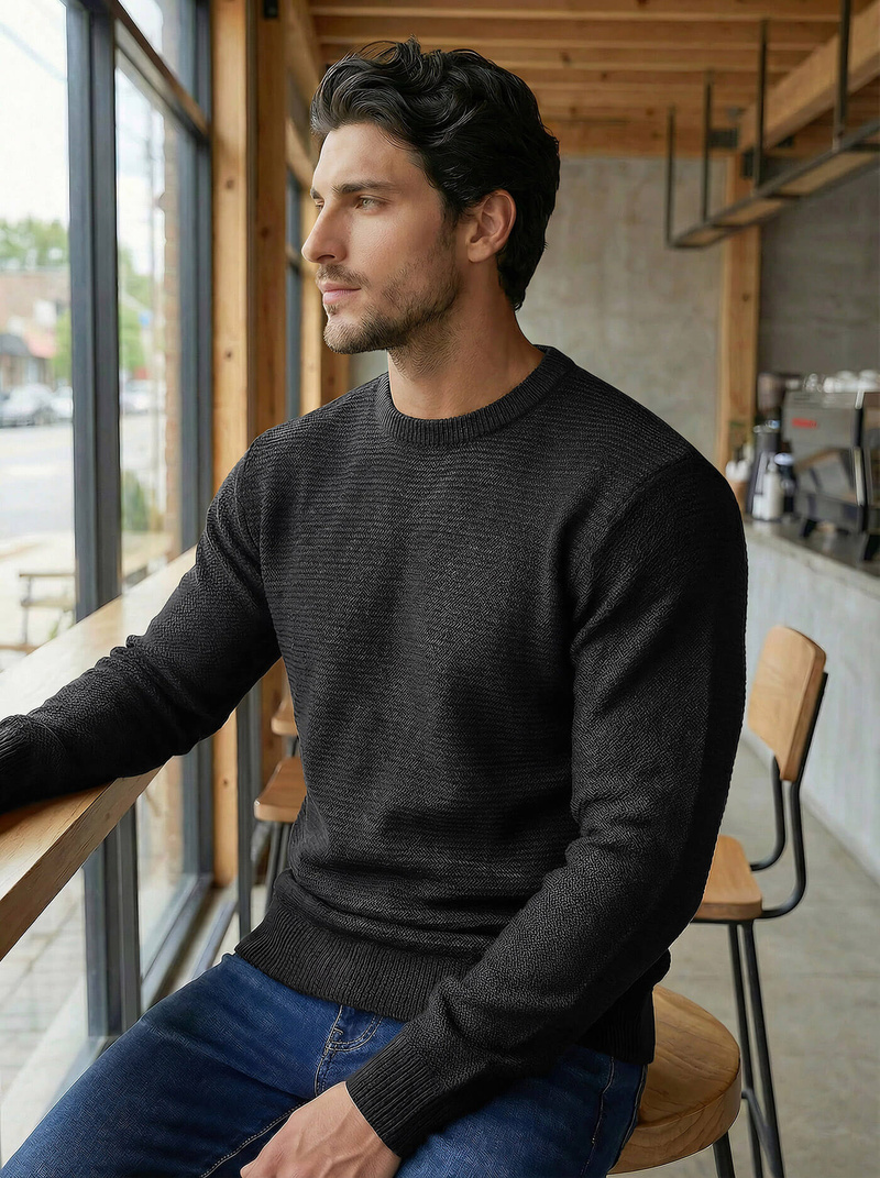 Мъжки пуловер черен OZONEE JS/59B3600/3