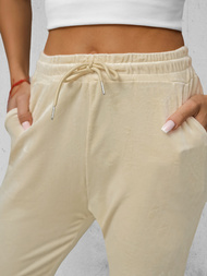 Дамско велурени спортни панталони екрю OZONEE JS/8K1532/155