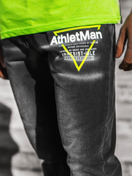 Мъжки дънки Jogger черно-зелено OZONEE JS/KK1105