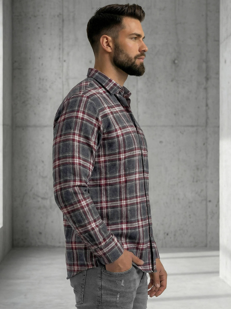 Мъжка риза бордо OZONEE V/V178Z