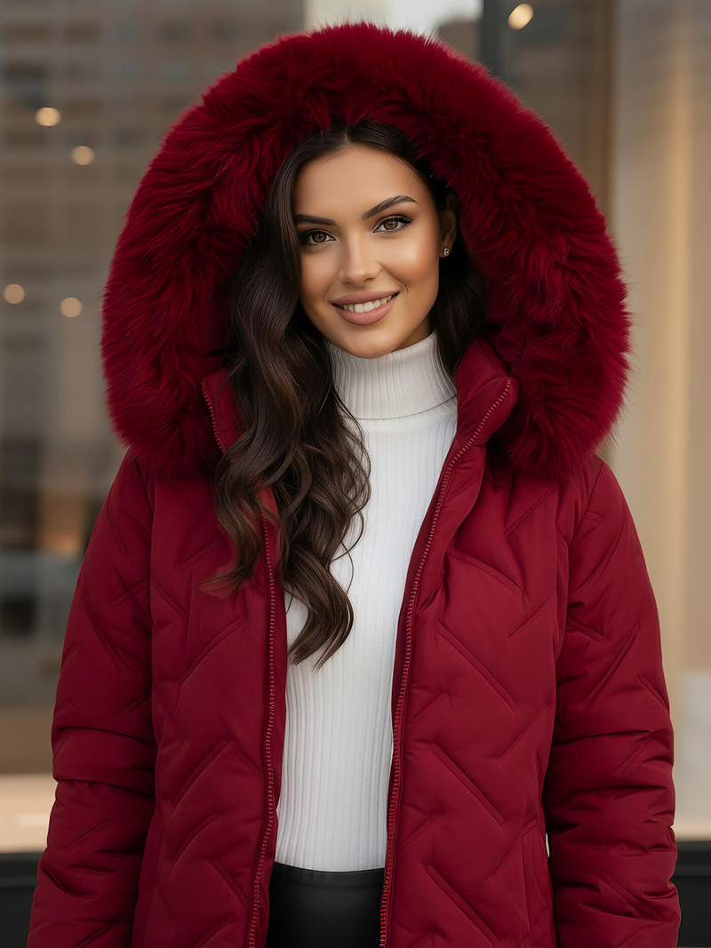 Дамско яке бордо OZONEE JS/16M9296/06Z