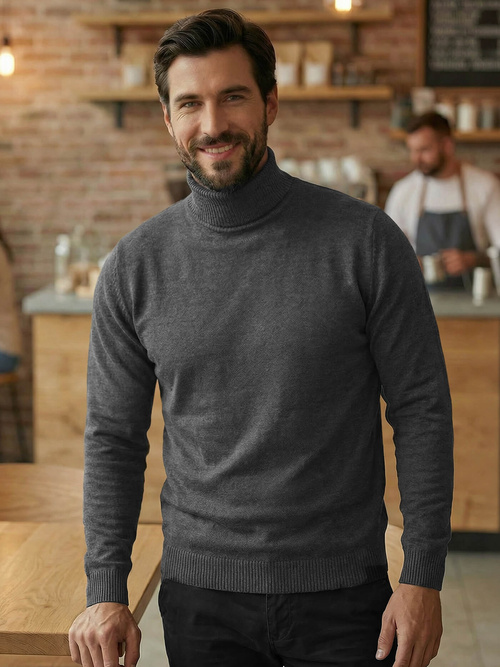 Мъжки пуловер графитен OZONEE JS/59B3603/5