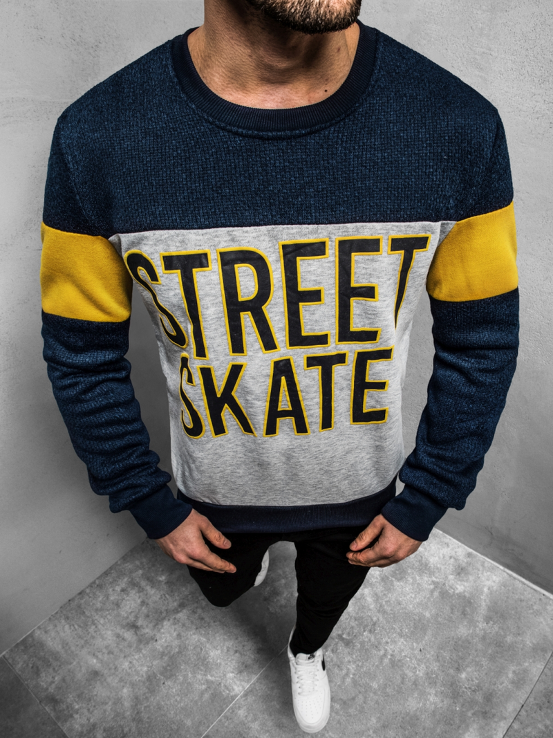 Мъжки суитшърт тъмнсиня OZONEE JS/KS1901Z