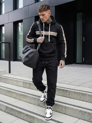 Мъжки суитшърт с качулка черен OZONEE JS/8B1729/3Z