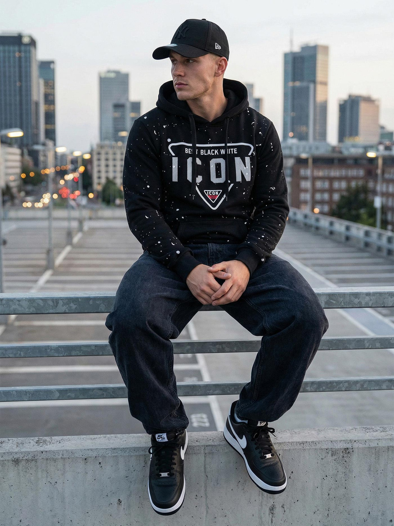 Мъжки суитшърт черно OZONEE JS/8B1737/3Z