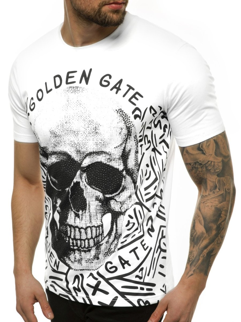 Мъжка тениска бяла OZONEE JS/KS7332