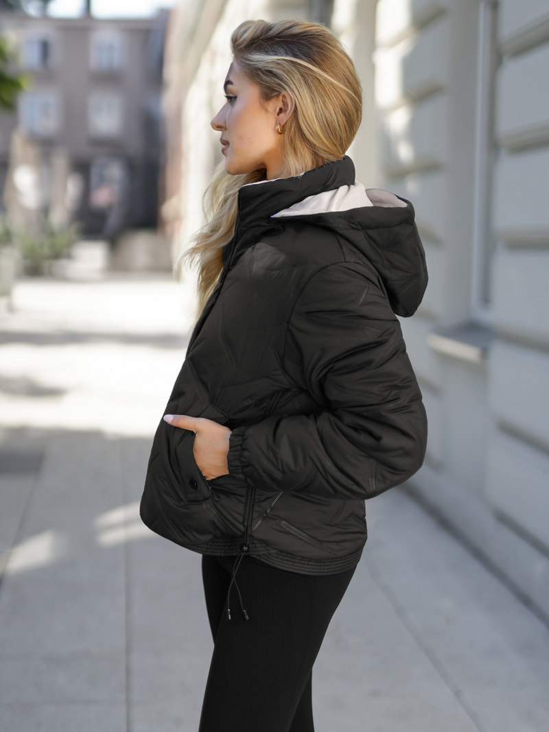 Дамско яке черно-бежова OZONEE JS/16M9315/392B