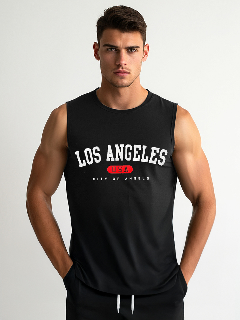 Мъжка тениска без ръкав черна OZONEE JS/8B1715/3