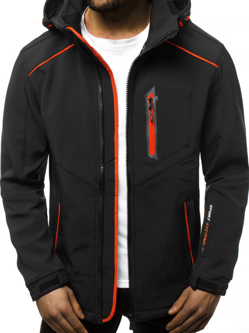 Мъжко яке SOFTSHELL черно и оранжево OZONEE GE/12259