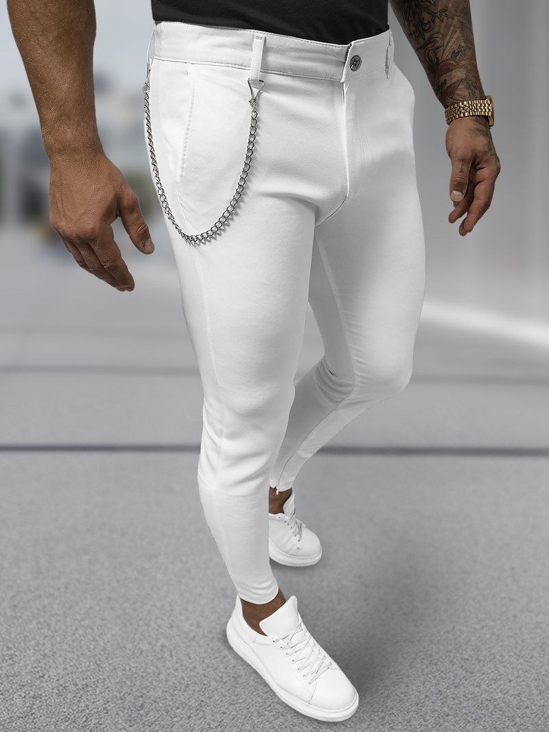 Мъжки панталони бяло OZONEE DJ/3300