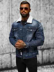 Мъжко джинсово яке шерпа тъмносиня OZONEE NB/MJ516BSZ