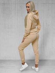 Дамска велурен спортен екип светло-бежов OZONEE JS/8C1176/159