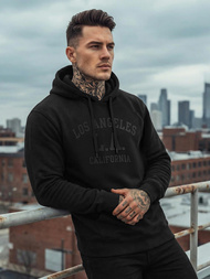 Мъжки суитшърт с качулка черен OZONEE JS/8B1972/3