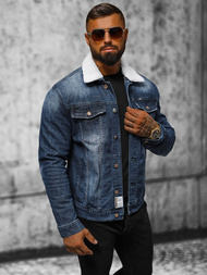 Мъжко джинсово яке шерпа тъмносиня OZONEE NB/MJ516BSZ