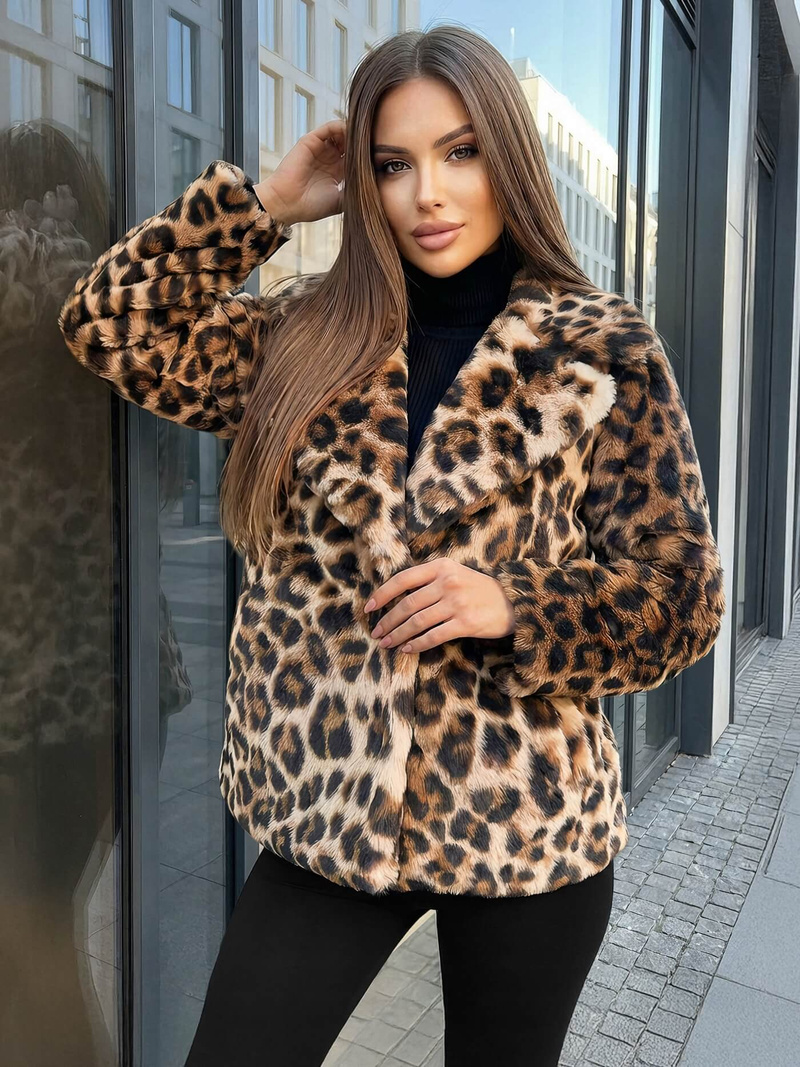 Дамско бежово и кафяво сако OZONEE JS/61M8500/158Z