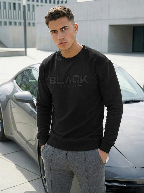 Мъжки суитшърт черен OZONEE JS/8B1992/3