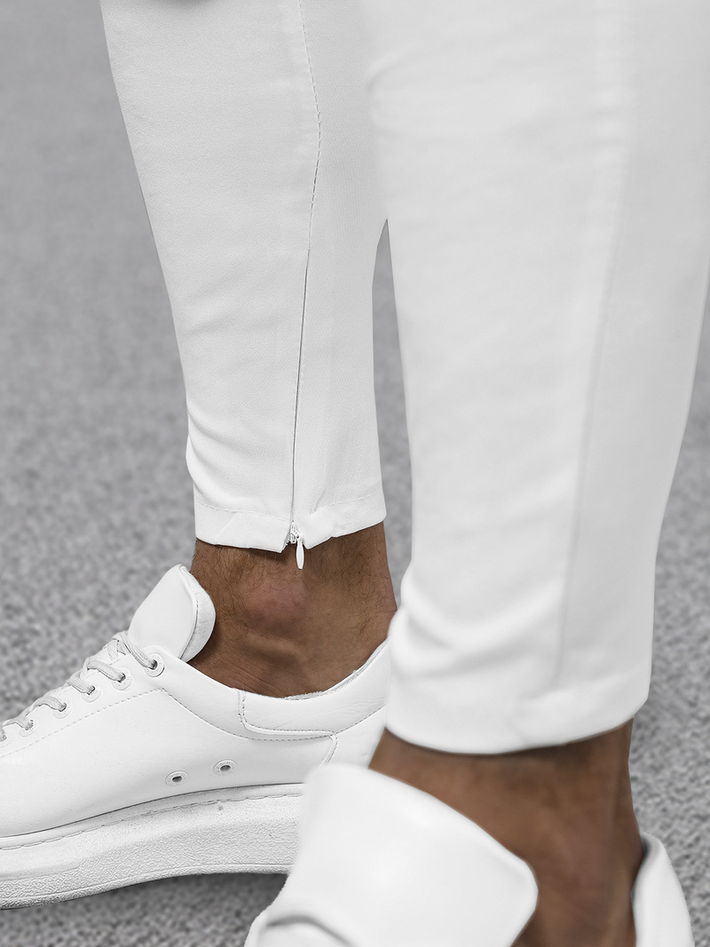 Мъжки панталони бяло OZONEE DJ/3300