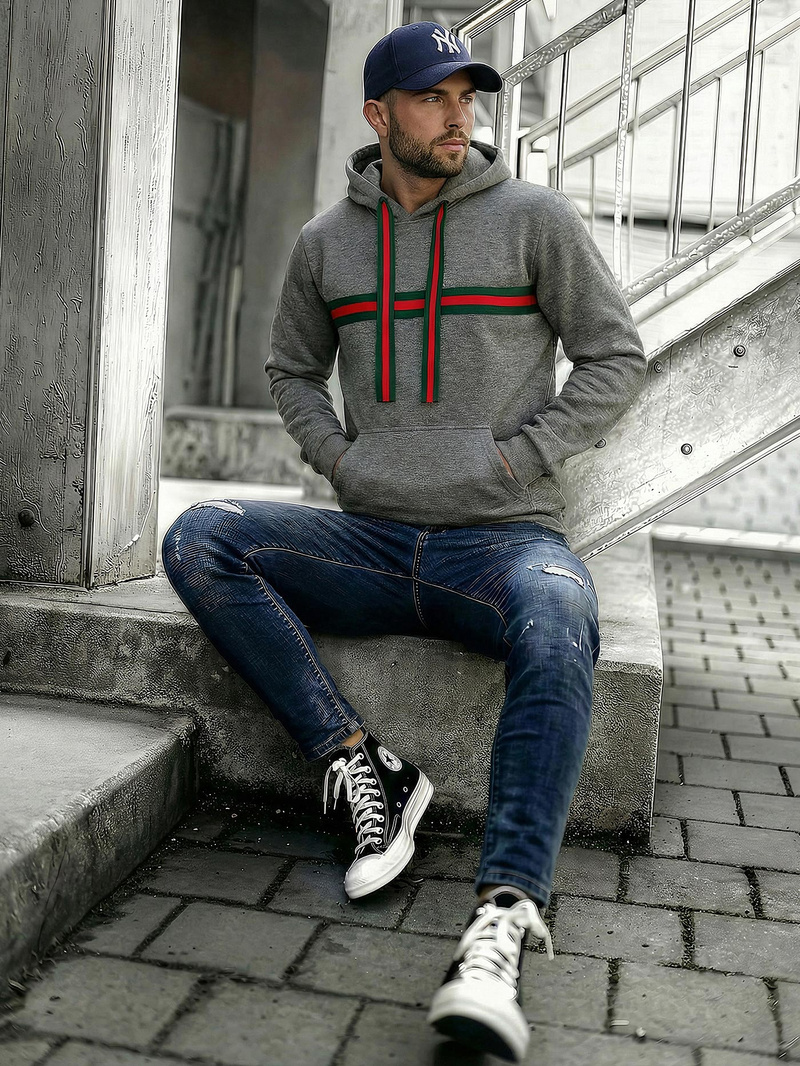 Мъжки суитшърт графитен OZONEE JS/8B1735/5Z