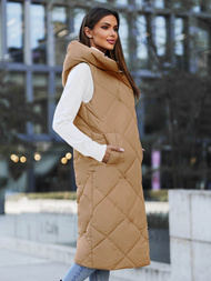 Дамска жилетка камел OZONEE JS/5M3165/84