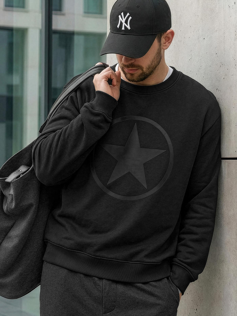 Мъжки суитшърт черен OZONEE JS/8B1991/3