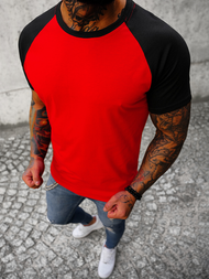 Мъжка тениска червено-черен OZONEE JS/8T82/8