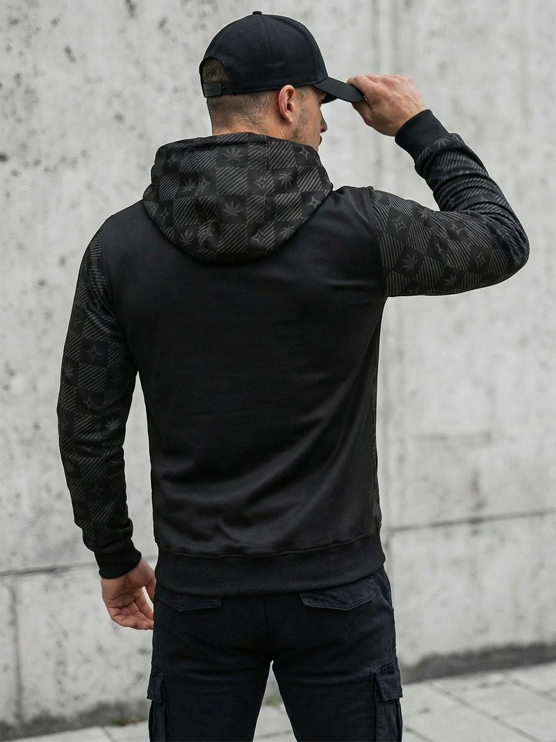 Мъжки суитшърт с качулка черен OZONEE O/B265Z